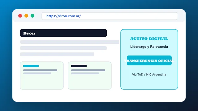 Vista del activo digital estratégico dron.com.ar y transferencia formal