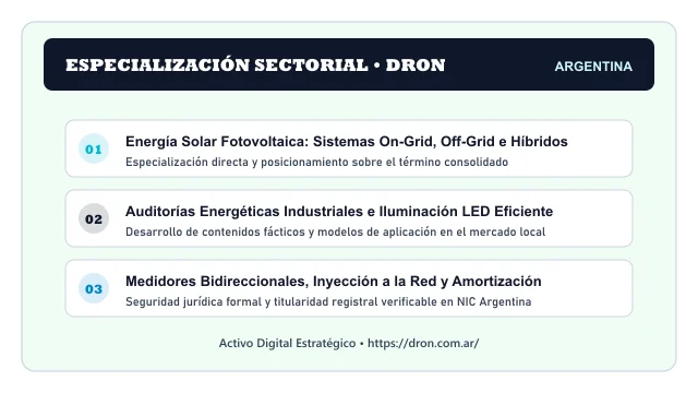 Pilares temáticos y especialización sectorial de Dron en Argentina